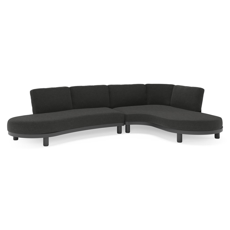 Donato loungehoek in zwart aluminium met all weather sunbrella® luxe Chartres Sooty kussen