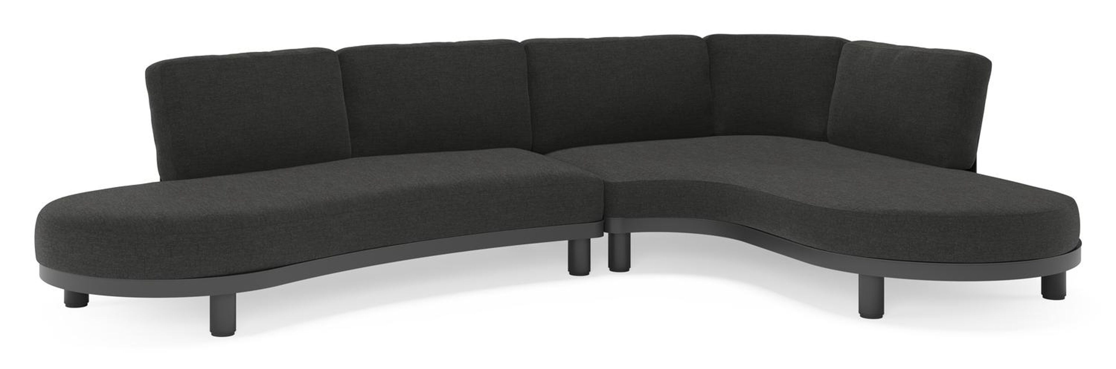 Donato loungehoek in zwart aluminium met all weather sunbrella® luxe Chartres Sooty kussen