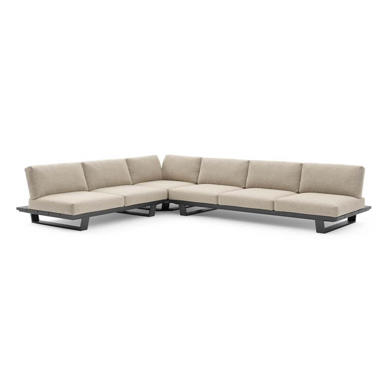 Pagino loungehoek in zwart aluminium met bora desert all weather cosytica kussen