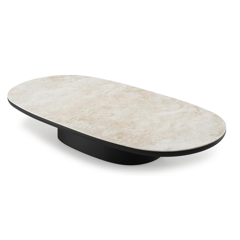 Table de basse Amico bombo en aluminium noir et céramique pleine Rapolano - Lg. 171 x Lrg. 89 x Haut. 24 cm