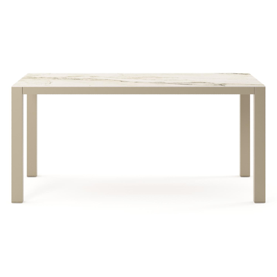 Como tuintafel rechthoekig in beige aluminium en volkeramiek Colorado Dunes - L 160 x B 100 x H 73 cm