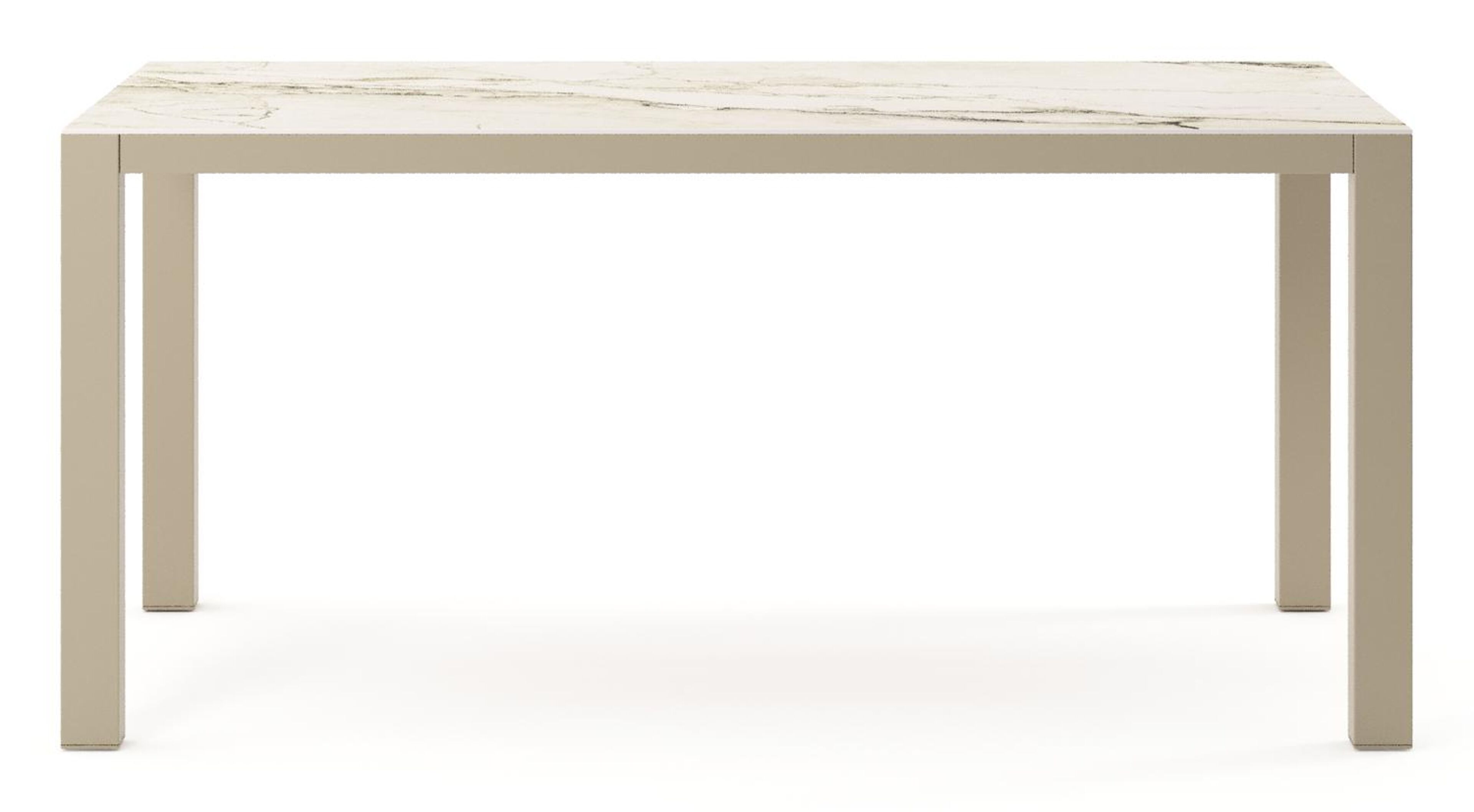 Table de jardin Como rectangulaire en aluminium beige et céramique pleine Colorado Dunes - Lg. 160 x Lrg. 100 x Haut. 73 cm