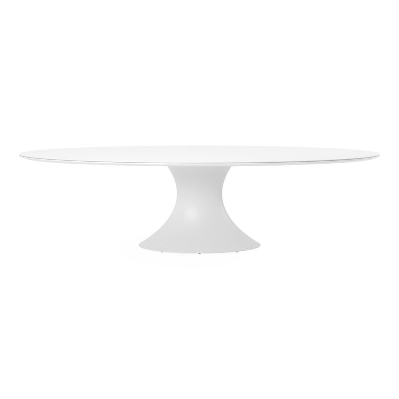 Fano tuintafel ovaal in wit aluminium en volkeramiek arctic white - L 290 x B 148 x H 75 cm