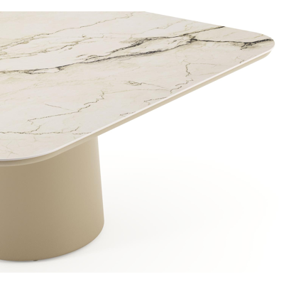 Amico tuintafel afgerond vierkant in beige aluminium en volkeramiek Colorado Dunes - L 148 x B 148 x H 73.5 cm