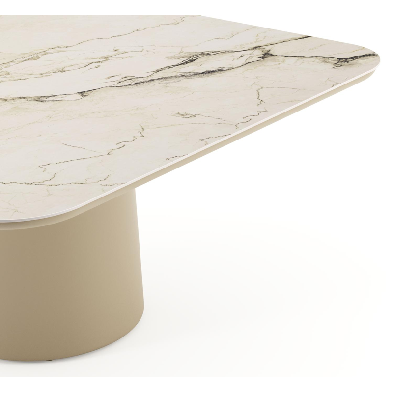 Amico tuintafel afgerond vierkant in beige aluminium en volkeramiek Colorado Dunes - L 148 x B 148 x H 73.5 cm