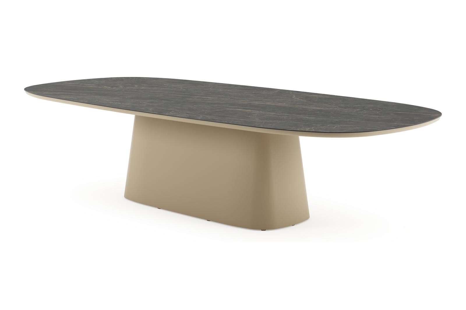 Amico tuintafel bombo xl in beige aluminium en volkeramiek Black Obsession - L 320 x B 148 x H 73.5 cm