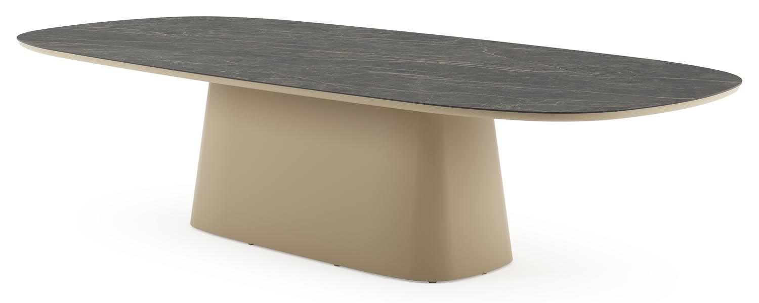 Amico tuintafel bombo xl in beige aluminium en volkeramiek Black Obsession - L 320 x B 148 x H 73.5 cm