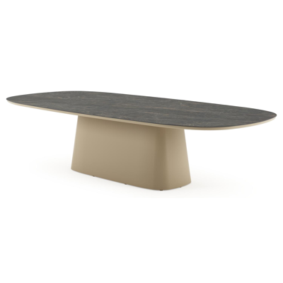 Amico tuintafel bombo xl in beige aluminium en volkeramiek Black Obsession - L 320 x B 148 x H 73.5 cm