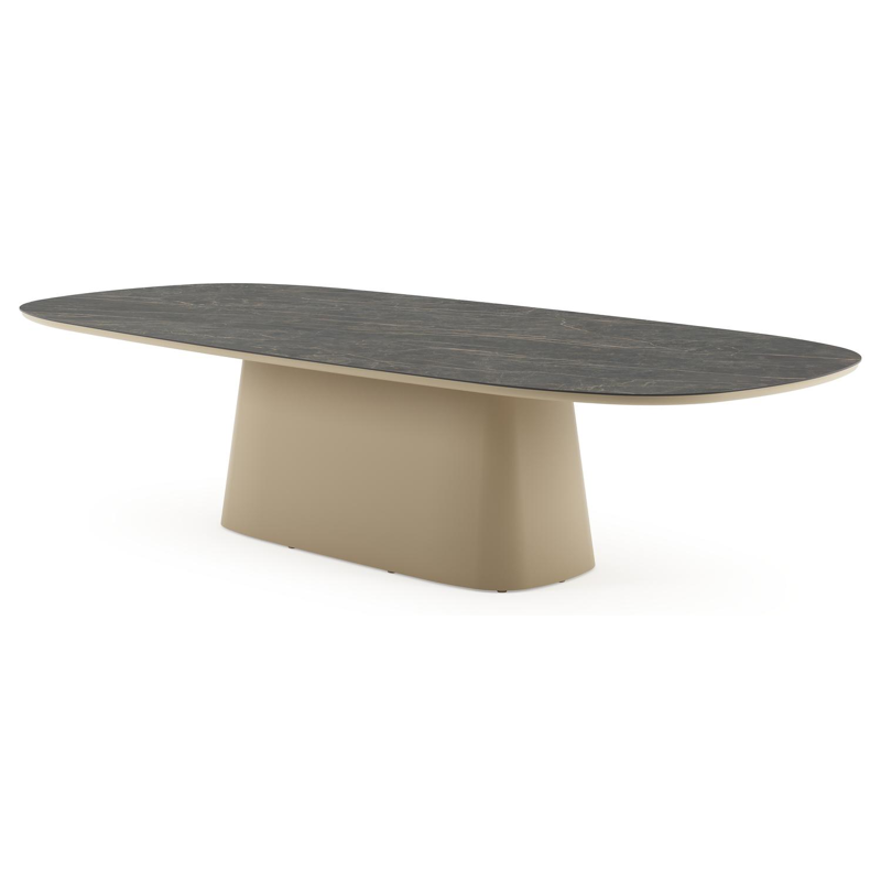 Amico tuintafel bombo xl in beige aluminium en volkeramiek Black Obsession - L 320 x B 148 x H 73.5 cm
