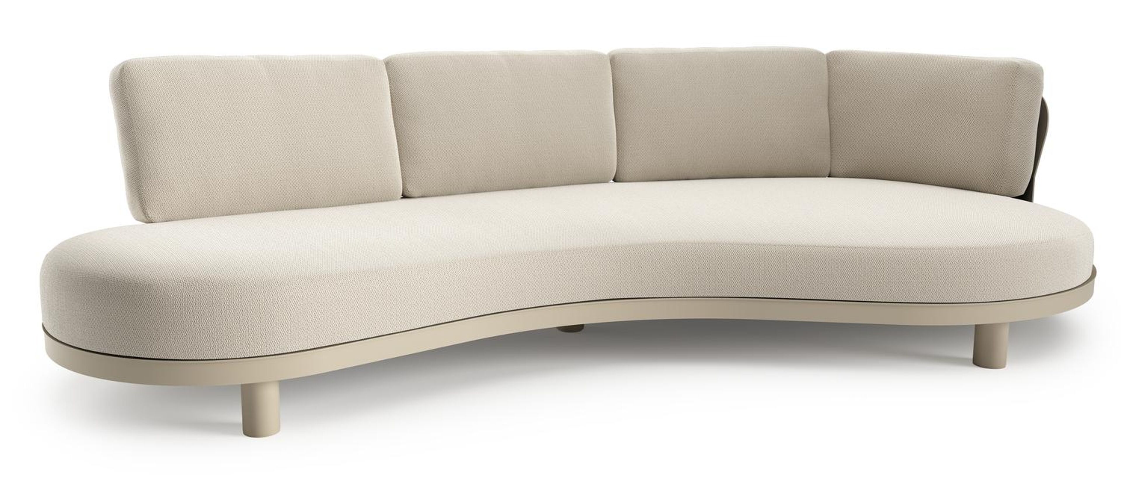 Canapé de jardin Donato en aluminium beige et coussins en all weather sunbrella® luxe lopi marble