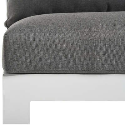 Caldela loungehoek in wit aluminium met grijs polyester kussens en loungetafel