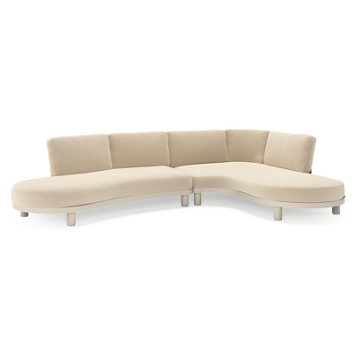 Donato loungehoek in beige aluminium met all weather cosytica Althea Chalk kussen