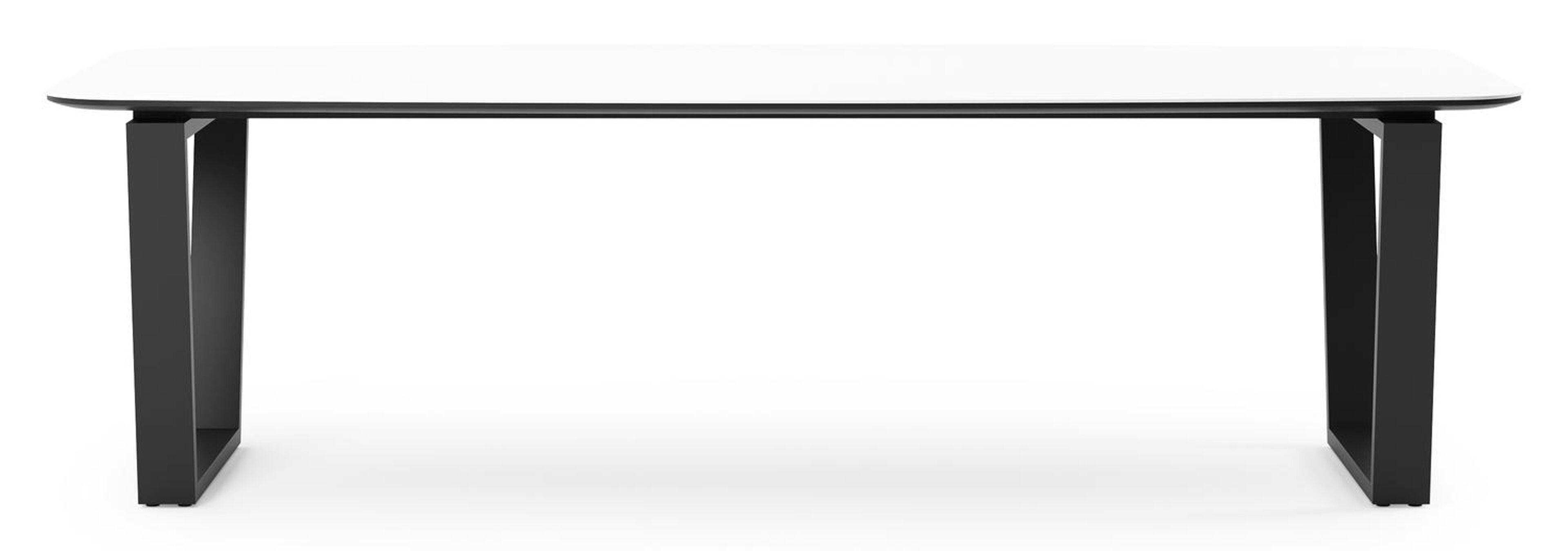 Pagino tuintafel bootvorm in zwart aluminium en volkeramiek Arctic White - L 255 x B 115 x H 73 cm