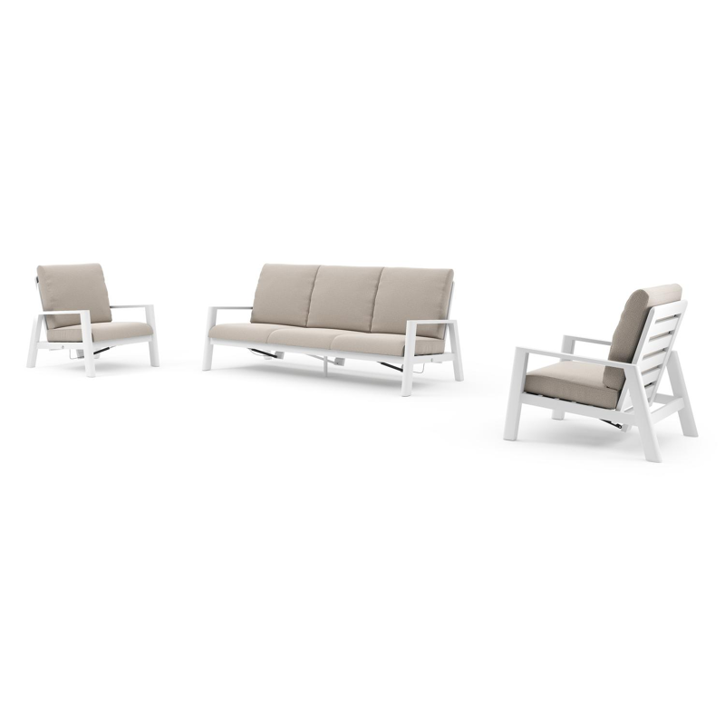 Cirello loungeset in wit aluminium met lopi fossil all weather sunbrella® luxe kussen