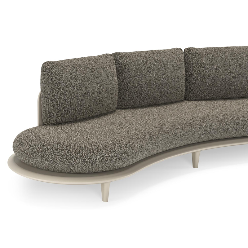 Canape de jardin Bomero en aluminium beige et coussins en all weather cosytica marbella tunder