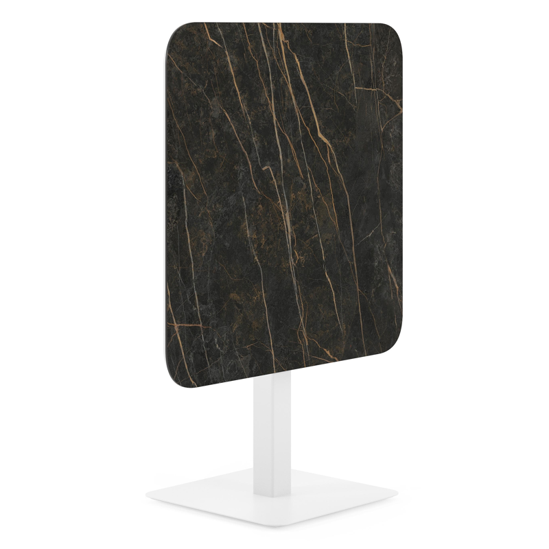 Fano kantelbare tuintafel afgerond vierkant in wit aluminium en volkeramiek Black Obsession - L 80 x B 80 x H 72.5 cm