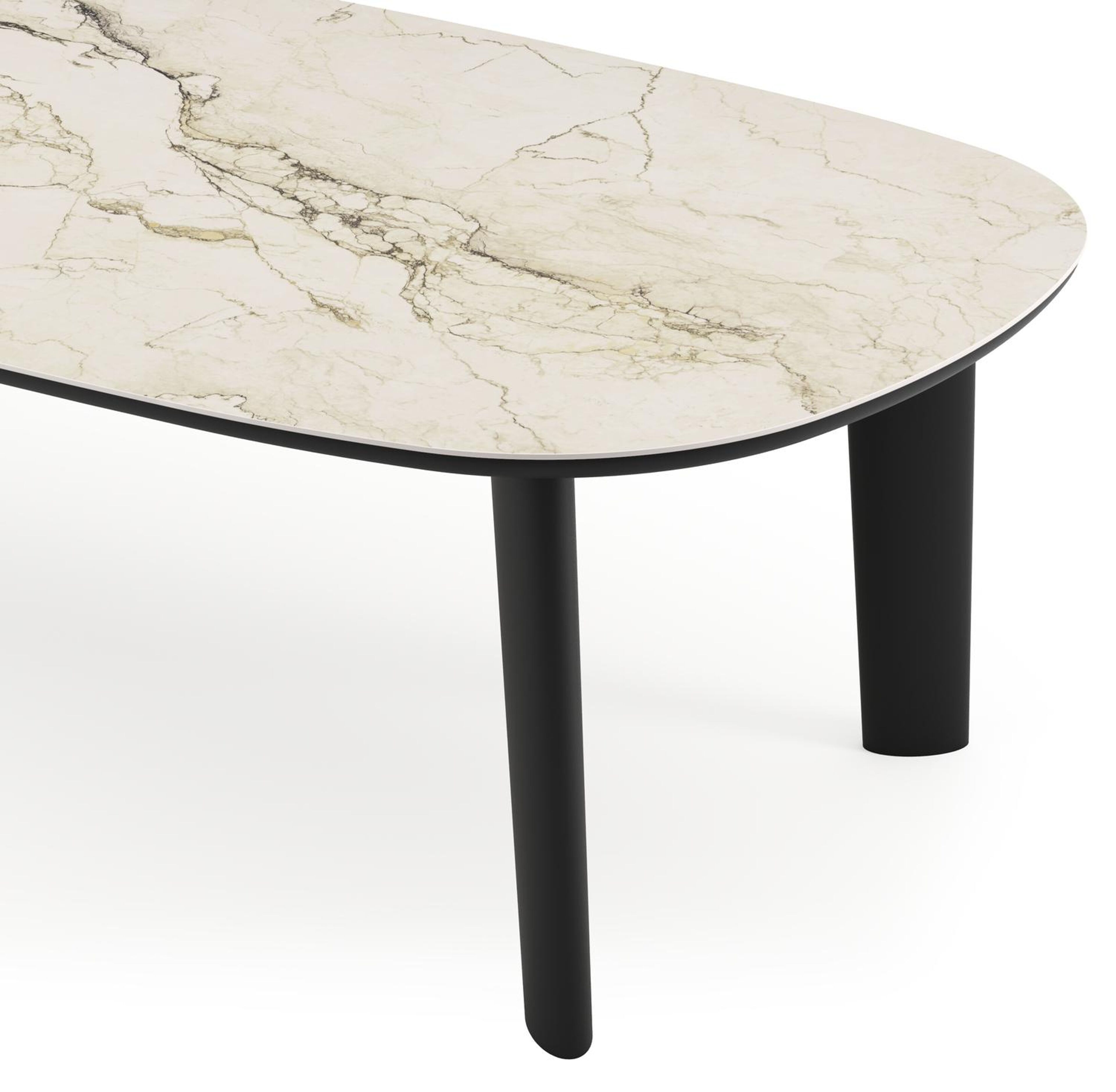 Table de jardin Amico bombo en aluminium noir et céramique pleine Colorado Dunes - Lg. 270 x Lrg. 125 x Haut. 74 cm