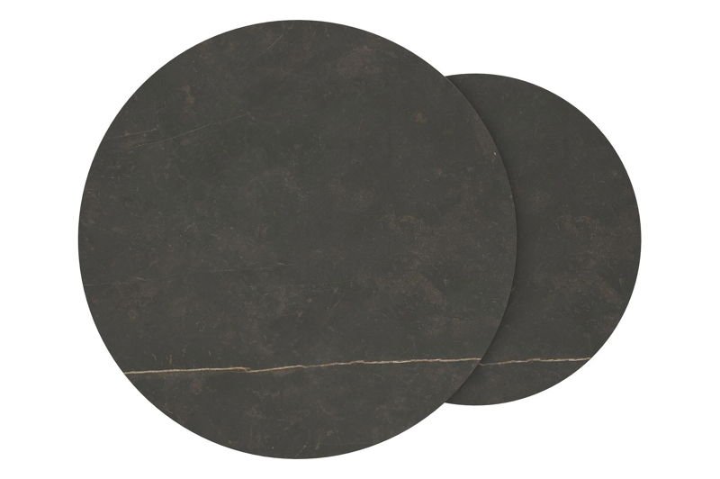 Tables basse Fano en aluminium noir et céramique pleine calatorao - Dia. 85/65 X H 35/30 cm