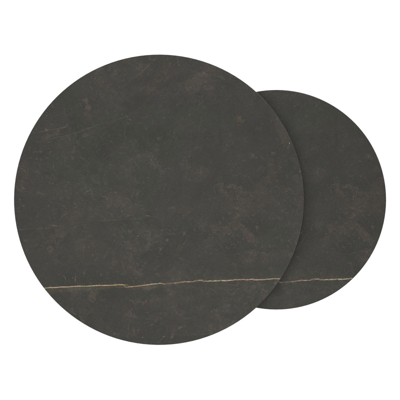 Fano loungetafels in zwart aluminium en calatorao volkeramiek - Dia. 85/65 X H 35/30 cm