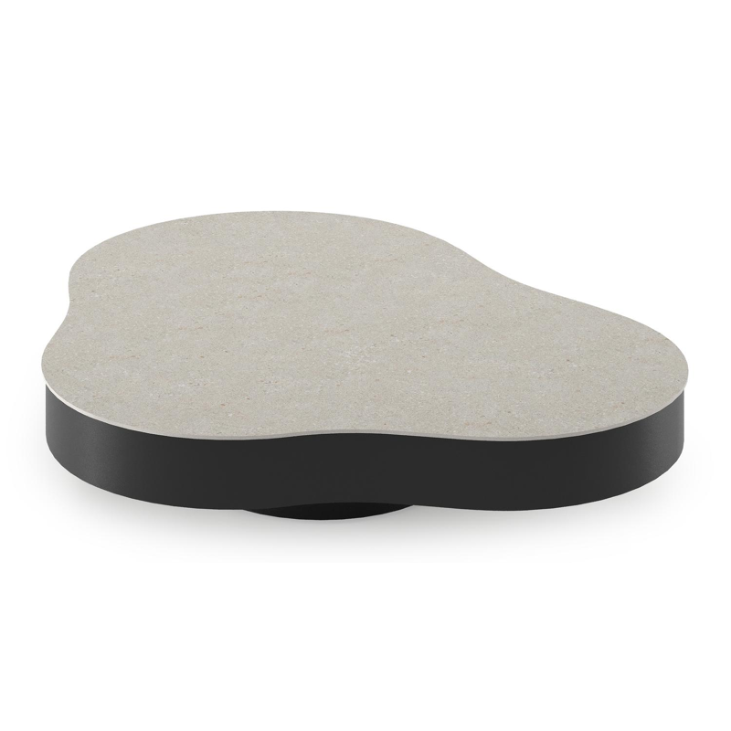 Table de basse Lomano cloud en aluminium noir et céramique pleine Shilin - Lg. 131 x Lrg. 108 x Haut. 25 cm