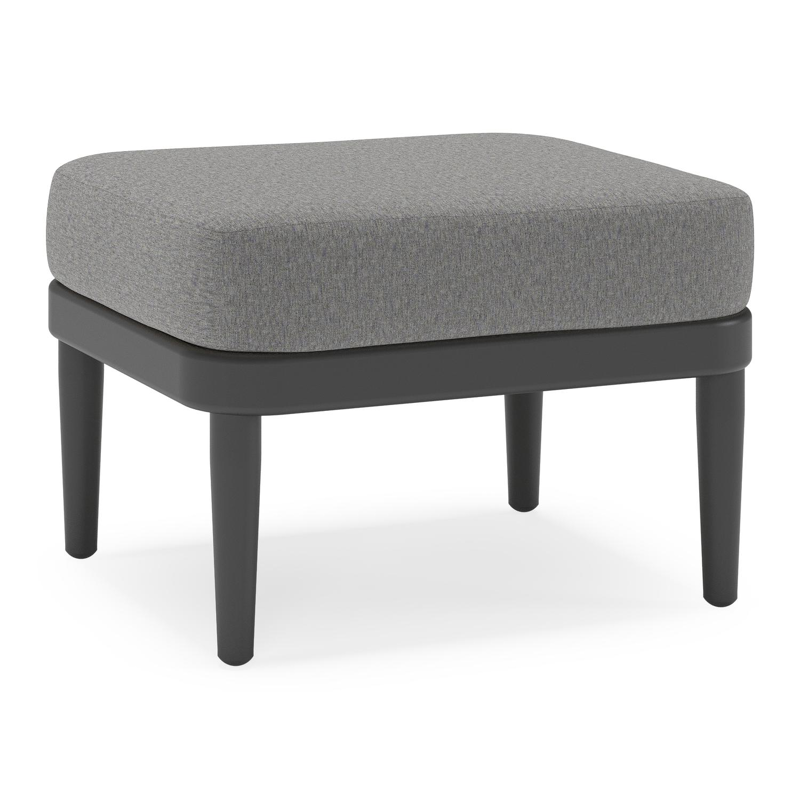 Pouf Orso en aluminium noir et coussins en all weather sunbrella® luxe Heritage Slate