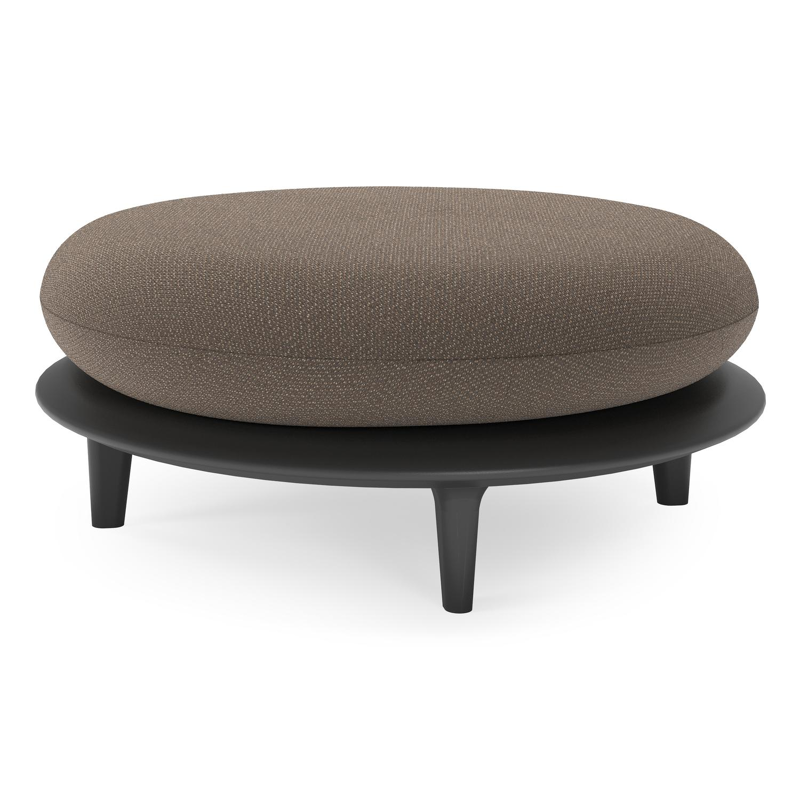 Bomero poef in zwart aluminium met lopi coconut all weather sunbrella® luxe kussen