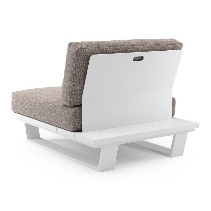 Pagino loungestoel in wit aluminium met wander granite all weather sunbrella® luxe kussen