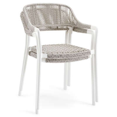 Cesano stapelbare tuinstoel in wit aluminium en wit-grijs wicker