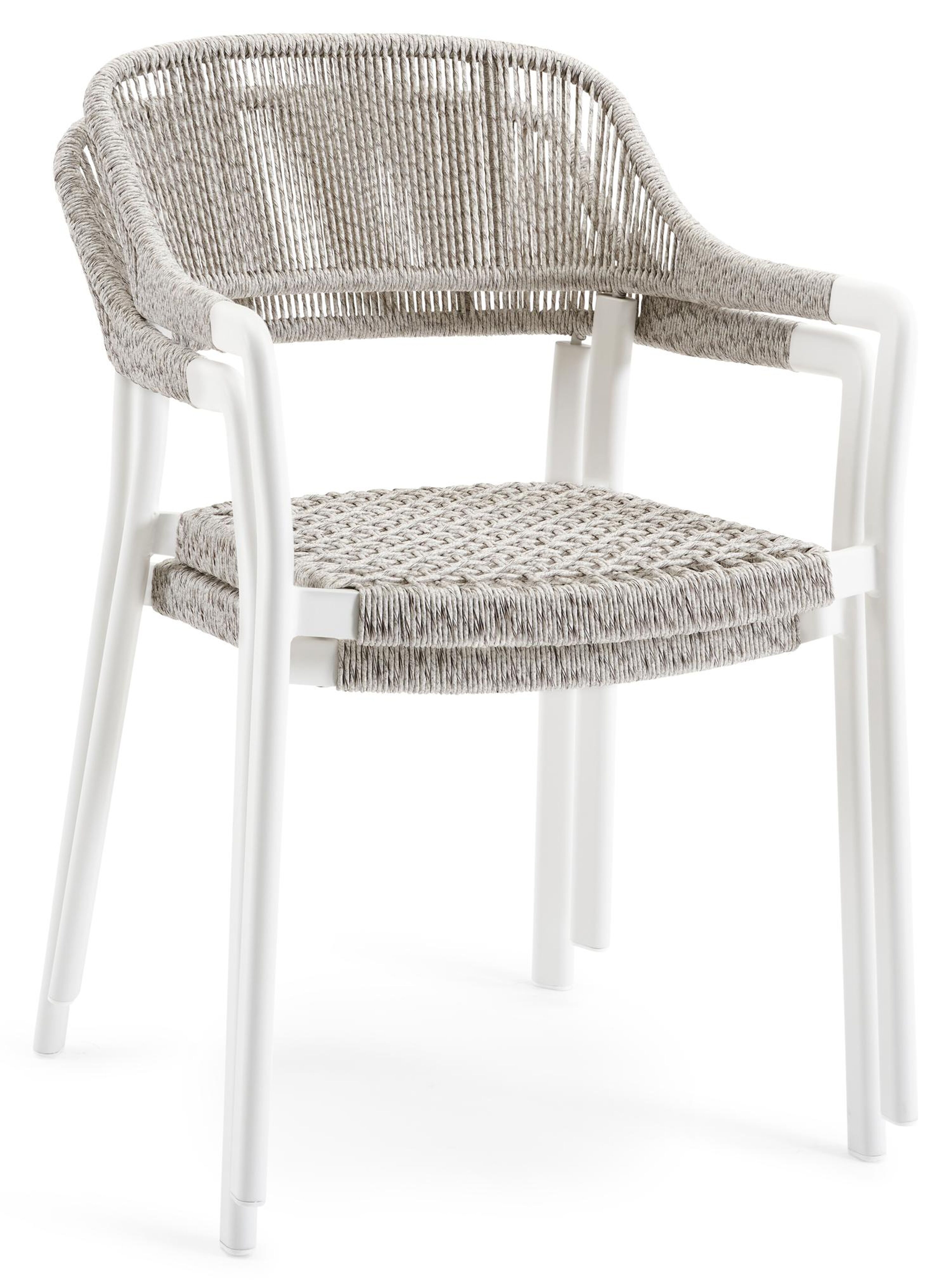 Cesano stapelbare tuinstoel in wit aluminium en wit-grijs wicker