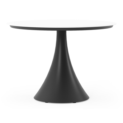 Fano tuintafel rond in zwart aluminium en volkeramiek Arctic White - Dia. 110 x H 75 cm