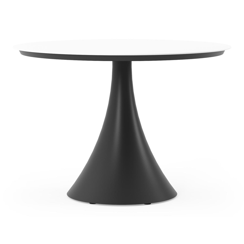 Fano tuintafel rond in zwart aluminium en volkeramiek Arctic White - Dia. 110 x H 75 cm