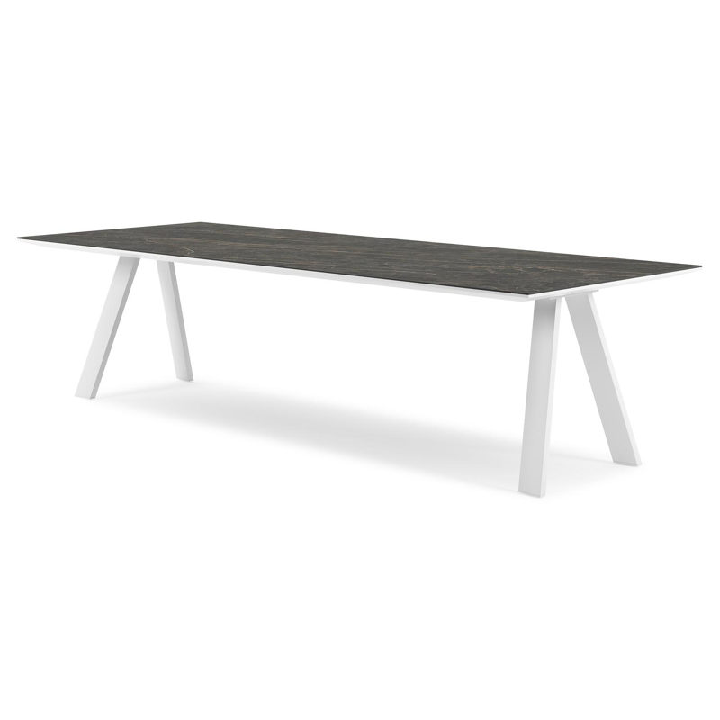 Cesano tuintafel rechthoekig in wit aluminium en volkeramiek Black Obsession - L 280 x B 110 x H 75 cm