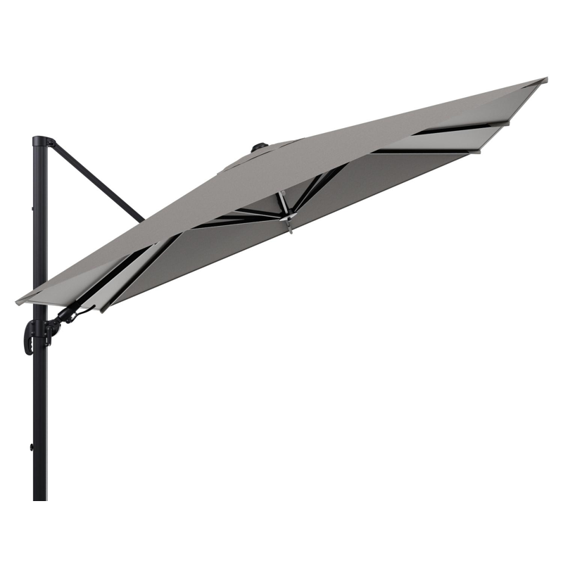 Parasol pendant Avola avec fonction tilt en aluminium noir avec toile de parasol en weather+ softtouch gris - Larg1 200 x Larg2 300 cm (sans pied de parasol)