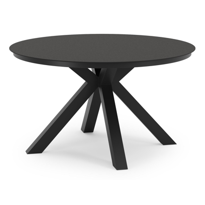 Tora tuinset rond in zwart aluminium en sintered stone zwart met 4 Bahia tuinstoelen