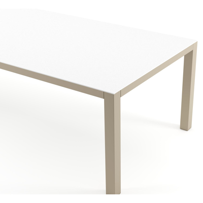 Como tuintafel rechthoekig in beige aluminium en volkeramiek Arctic White - L 280 x B 110 x H 73 cm