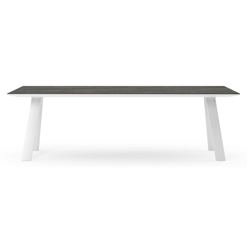 Cesano tuintafel rechthoekig in wit aluminium en volkeramiek Black Obsession - L 240 x B 100 x H 75 cm