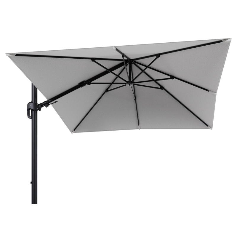 Rufina zweefparasol tiltfunctie in zwart aluminium en parasoldoek in All Weather Solica Ego Birch  - L1 300 x L2 300 cm (zonder voet)