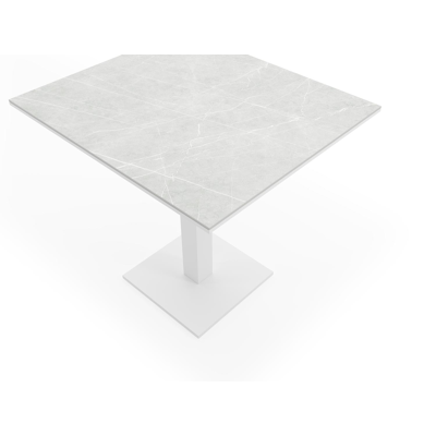 Piemonte kantelbare tuintafel in wit aluminium en volkeramiek zaha stone - L 70 x B 80 x H 74 cm