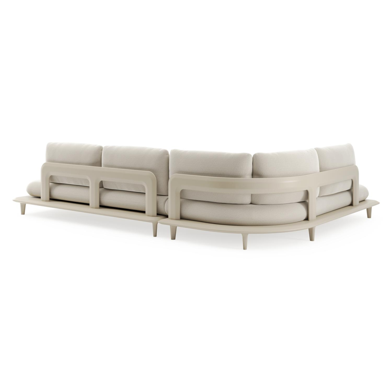 Bomero loungehoek in beige aluminium met lopi marble all weather sunbrella® luxe kussen