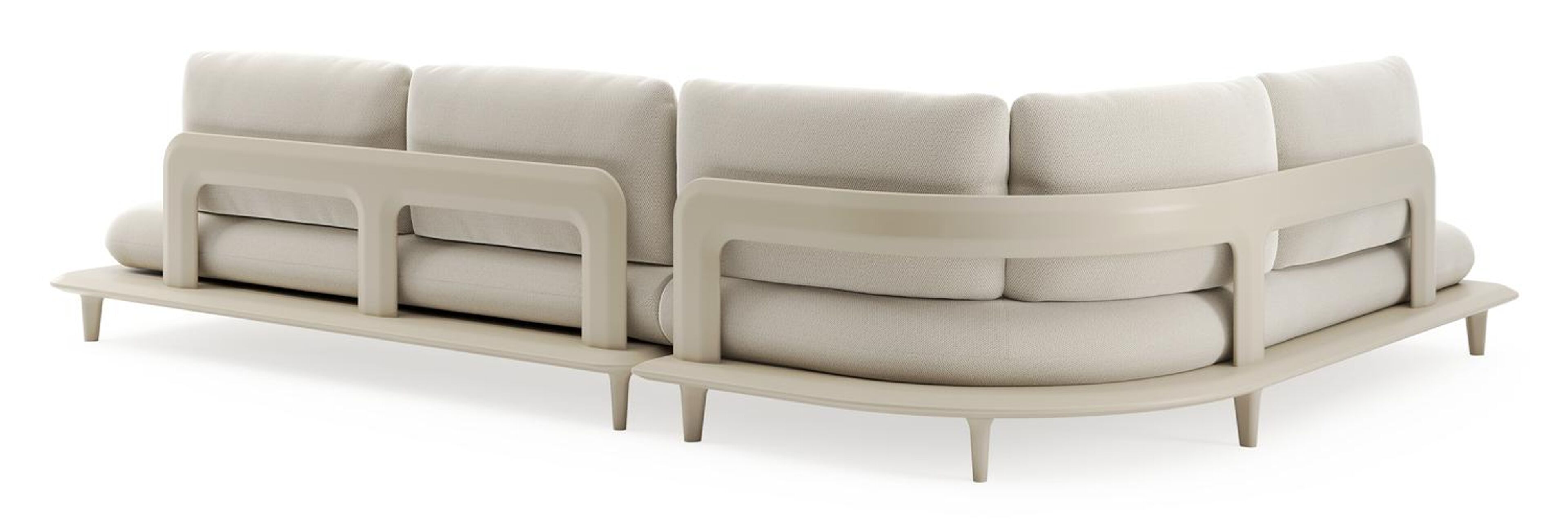 Bomero loungehoek in beige aluminium met lopi marble all weather sunbrella® luxe kussen