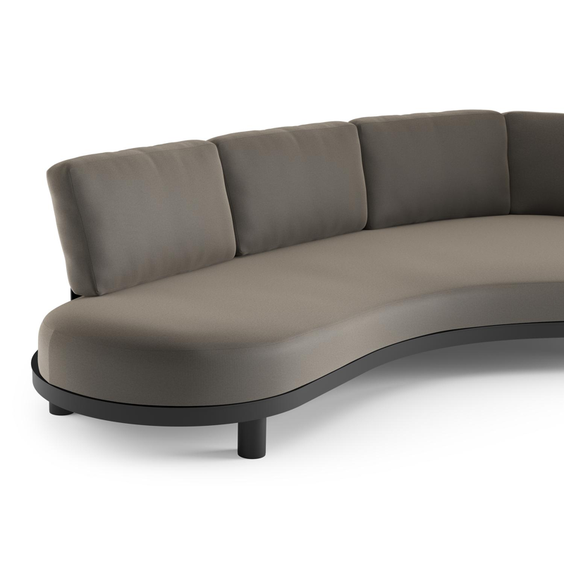 Donato loungebank in zwart aluminium met natte carbon beige all weather sunbrella® luxe kussen