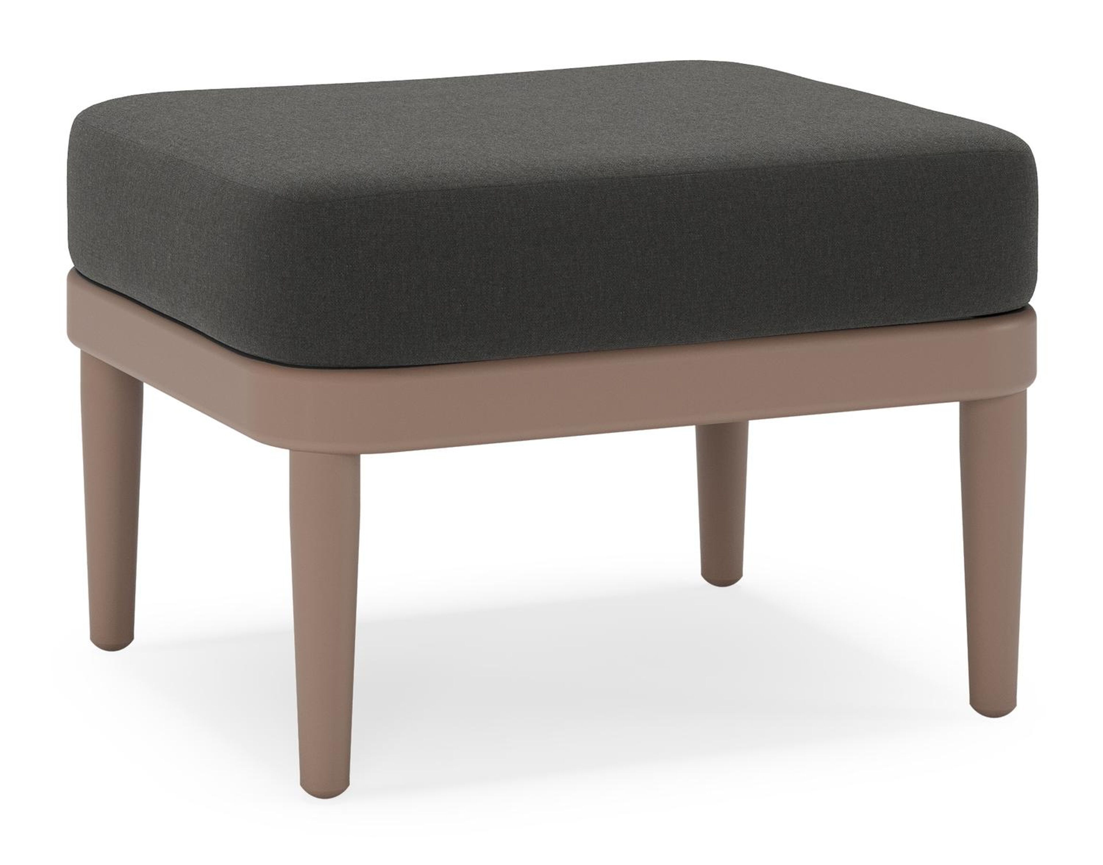 Orso poef in taupe aluminium met Natte Sooty all weather sunbrella® luxe kussen