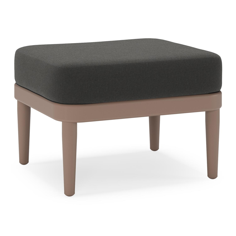 Orso poef in taupe aluminium met Natte Sooty all weather sunbrella® luxe kussen