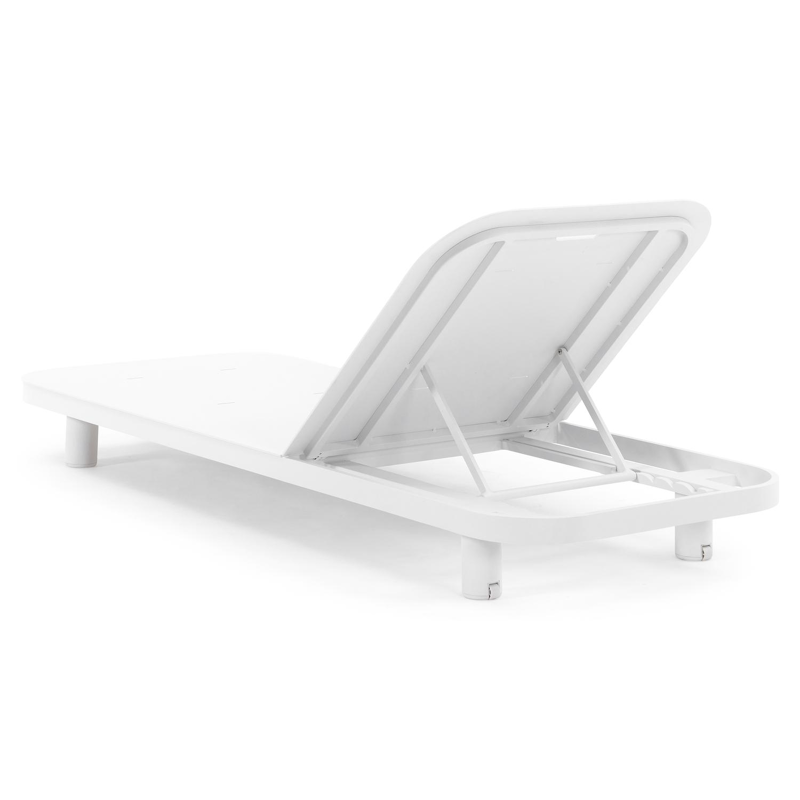Chaise longue réglable Donato en aluminium blanc et coussin en all weather Sunbrella® luxe savane tornado