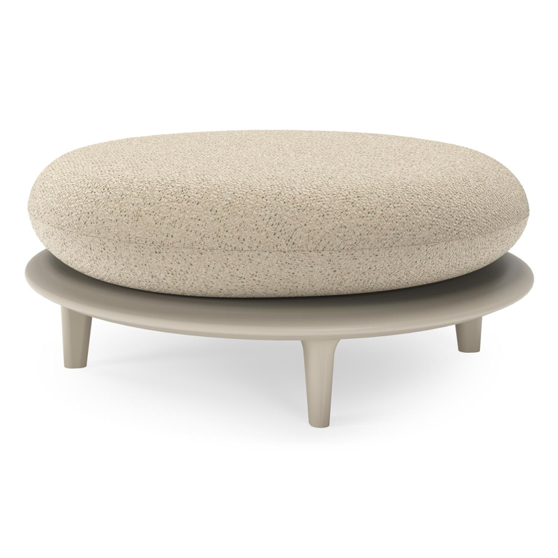 Bomero poef in beige aluminium met bora forest all weather cosytica kussen