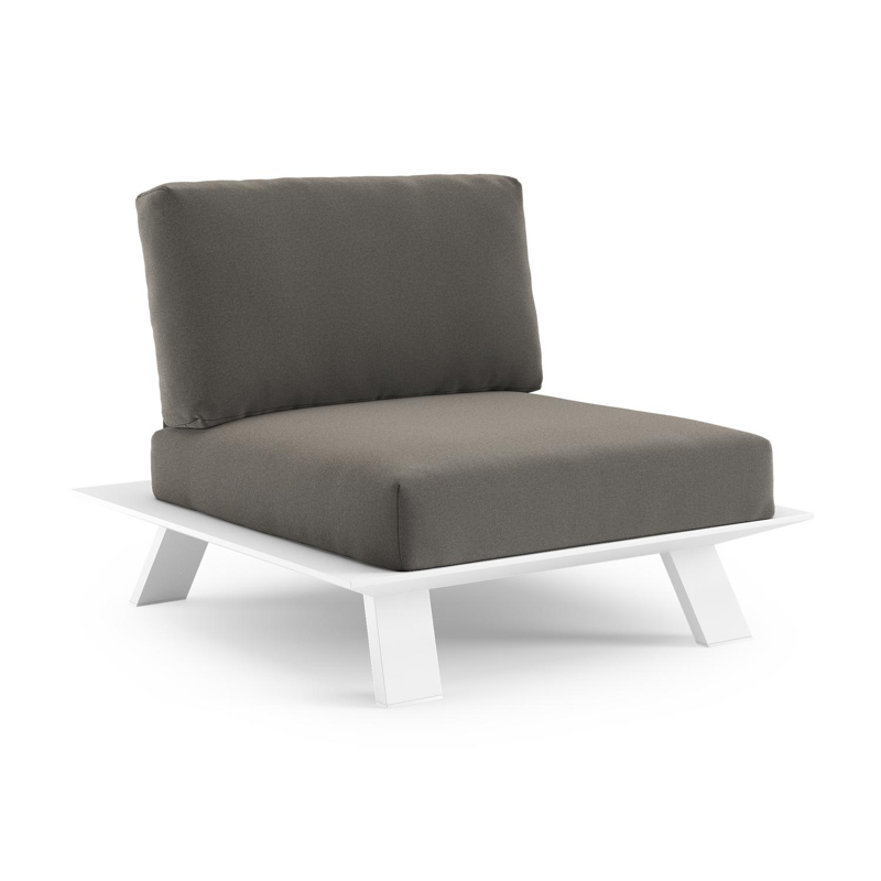 Cesano loungestoel in wit aluminium met natte dark taupe all weather Sunbrella® luxe kussen