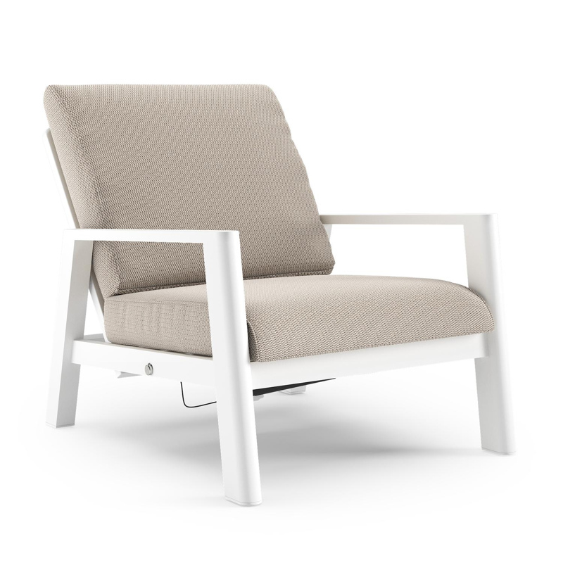 Cirello loungestoel in wit aluminium met lopi fossil all weather sunbrella® luxe kussen