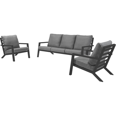 Alcudia loungeset in grijs aluminium met grijs polyester kussens