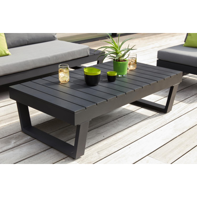 Modica loungetafel in zwart aluminium - L 130 x B 72 x H 38 cm
