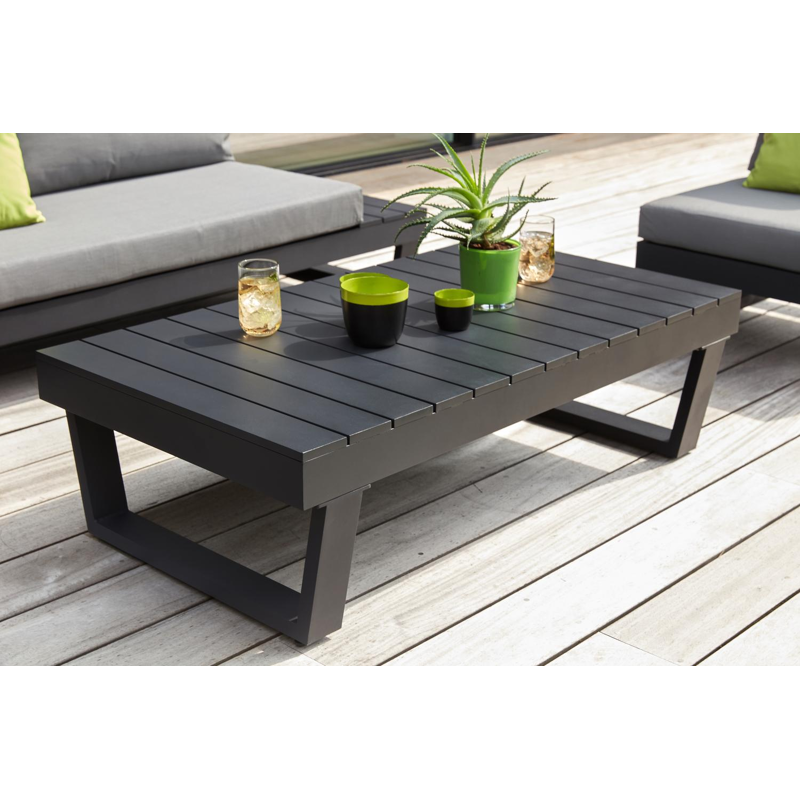Table basse Modica en aluminium noir - Lg 130 x larg. 72 x H 38 cm